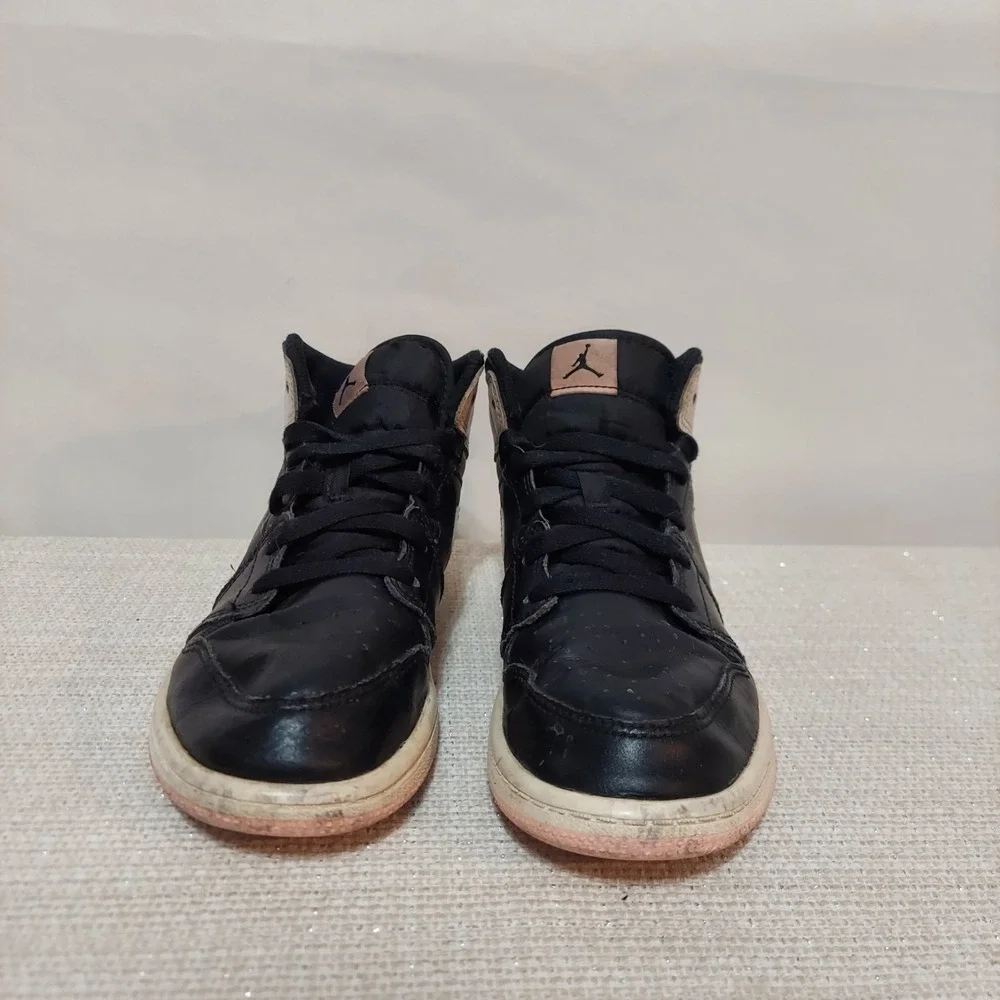 Nike Air Jordan 1 Mid 640737-061 Black‎ Pink Basketball Shoes Sneakers Size 3Y